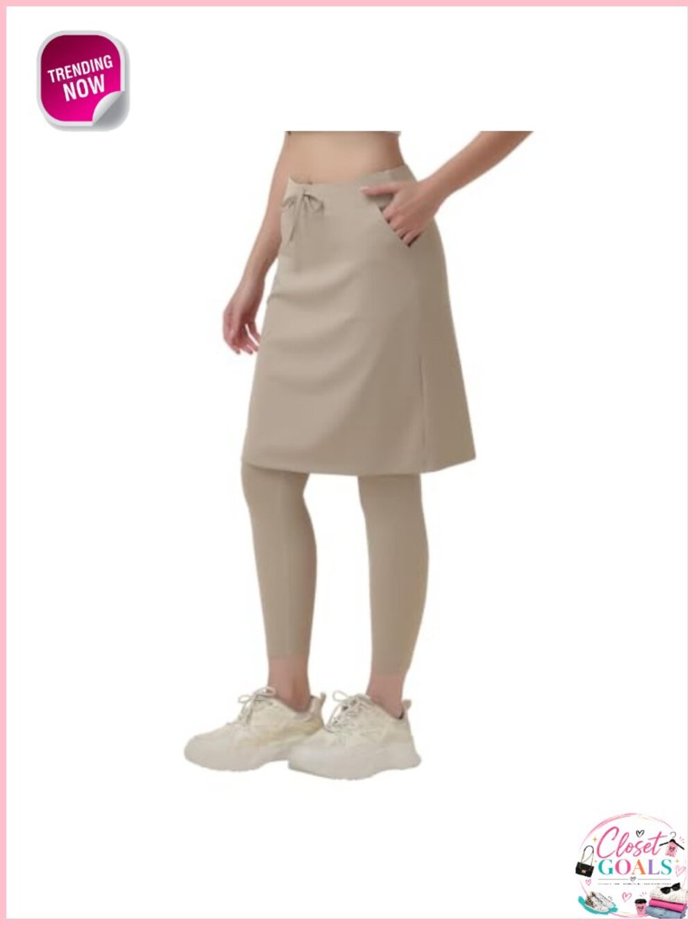 Skirted Leggings Athletic Skort Knee-Length Nylon Spandex